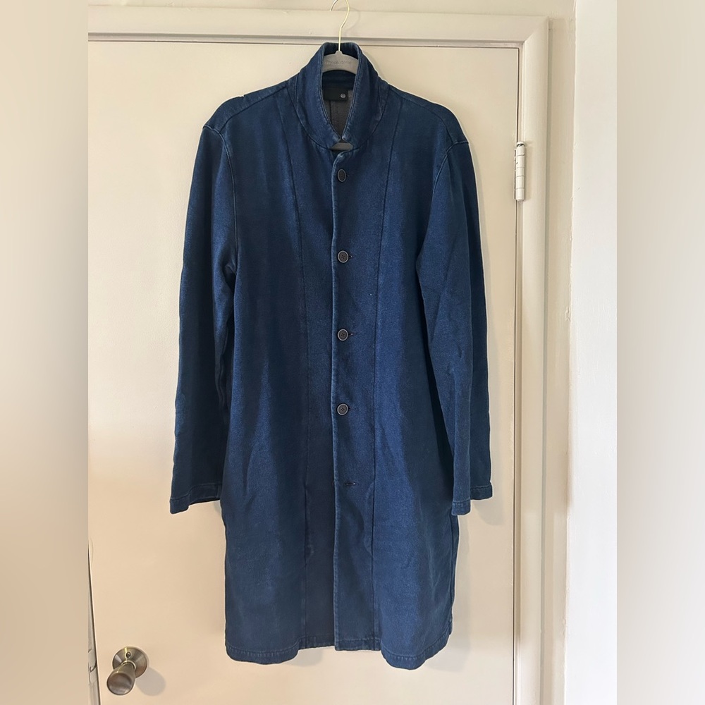 AG men’s Large 3/4 length French terry indigo coat